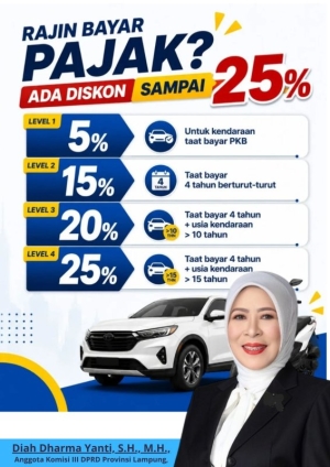 Berlangsung Hingga Agustus 2026, DPRD Lampung Apresiasi Keringan Pajak Kendaraan Bermotor
